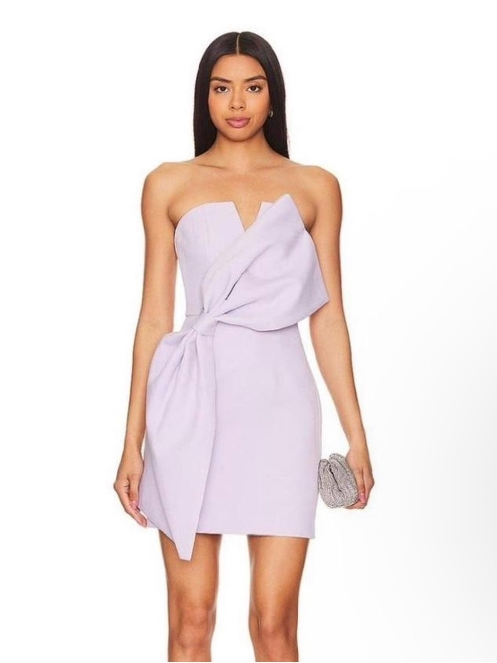 Elliatt Lilac Strapless Bow-Front Mini Dress